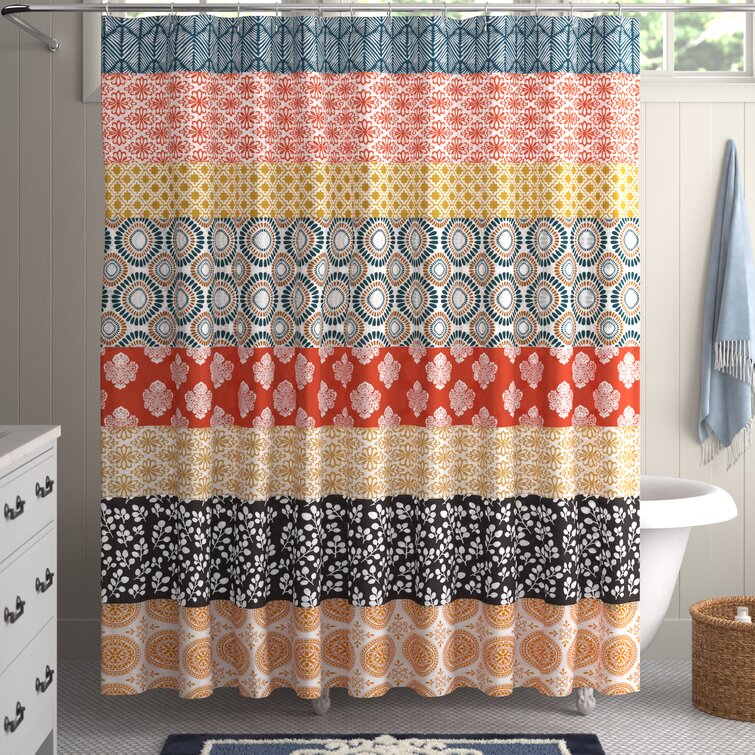 Orange and black clearance shower curtain